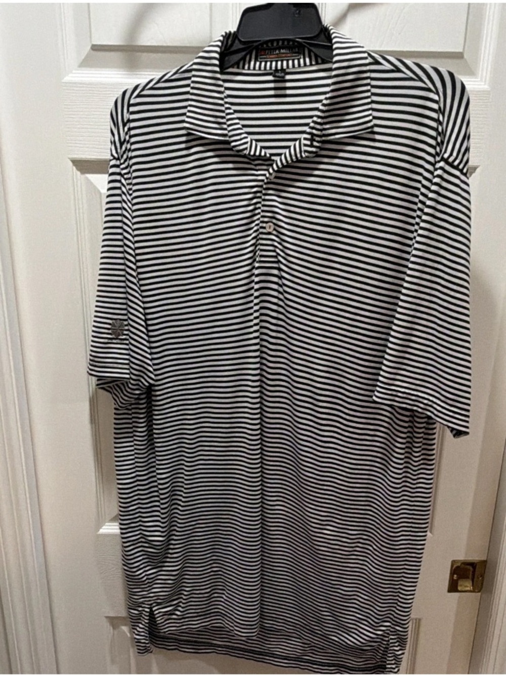 Peter Millar Black & White Striped Polo